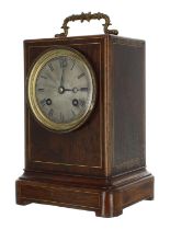 French rosewood two train mantel clock, the movement back plate stamped W.B. Promoli á Paris, with