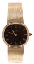 Omega De Ville automatic 9ct gentleman's dress wristwatch, the two tone brown/black dial with gilt