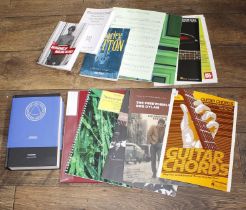 Selection of rock books guitar and music including Robert Fripp - The Guitar Circle, Bob Dylan's