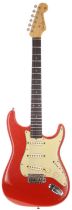 1962 Fender Stratocaster electric guitar, made in USA; Body: Fiesta red nitro refinished body,