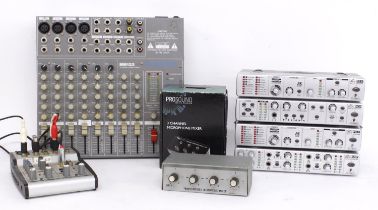 Phonic MM122 twelve channel mixing console; together with a Behringer Mini Amp four channel