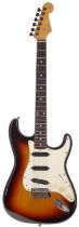 1986 Fender Stratocaster 62 Reissue electric guitar, made in Japan; Body: three-tone sunburst