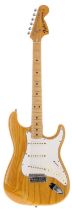 1973 Fender Stratocaster electric guitar, made in USA; Body: natural finish, finish rubbing to sides