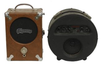 Pignose Model 7-100 battery guitar amplifier; together with a Harris Musical Products USB-A40GB