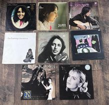 Small selection of vinyl records relating to female artists including Joan Baez, Joan Armatrading,