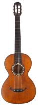 19th century Jerome Thibouville-Lamy small bodied guitar; Back and sides: rosewood, hairline