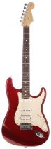 2000 Fender American Series HSS Stratocaster electric guitar, made in USA; Body: metallic red