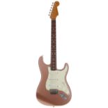 Modified 2007 Fender Stratocaster electric guitar, made in Mexico; Body: burgundy mist metallic, a