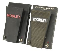 Morley Pro Series wah volume guitar pedal; together with a Morley Pro Series II wah/volume guitar