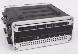 4U Rack flight case enclosing three rack units to include an Akai ME15F midi dynamics controller,