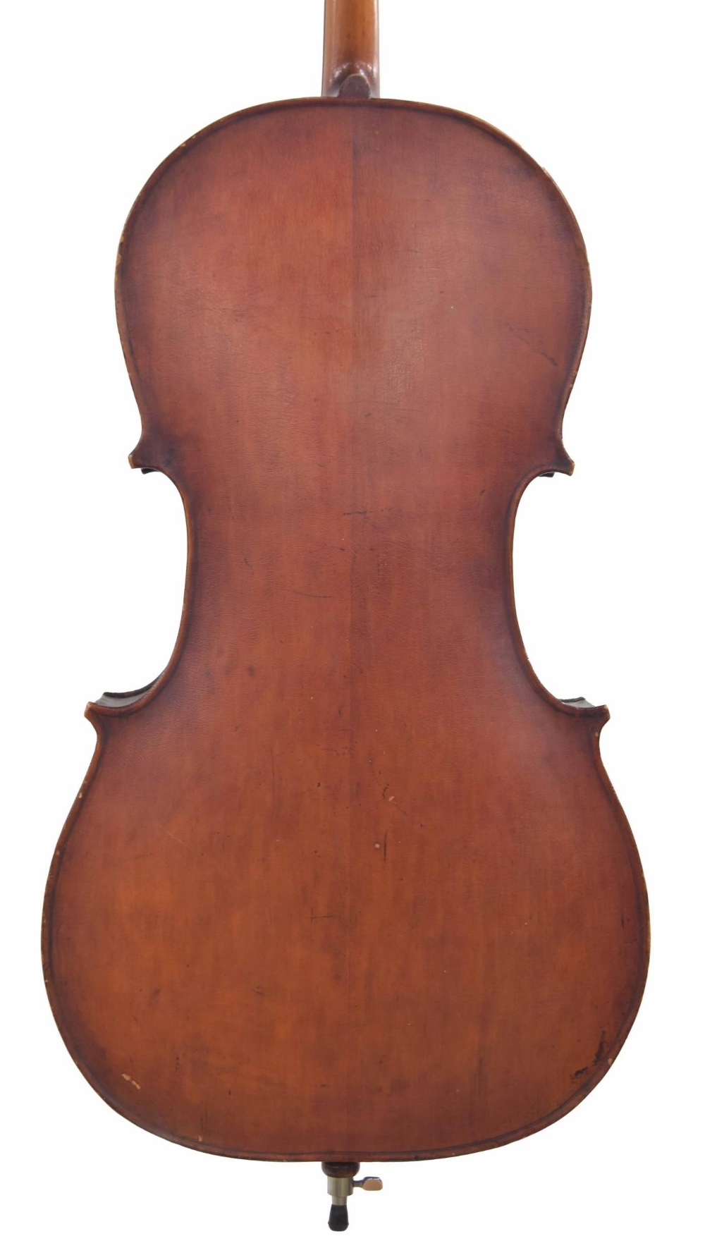 Late 19th century Mittenwald violoncello, unlabelled, the two piece back of plainish wood with - Image 2 of 3