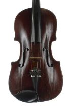 Interesting English viola circa 1800, unlabelled, the one piece back of plainish wood with faint