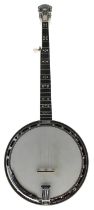 Good Gibson RB800 Mastertone five string banjo, bearing the maker's trademark oval sticker to the