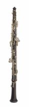 Cocuswood Conservatoire system oboe with silver plated keywork, signed Brevete, (barbican-tower with