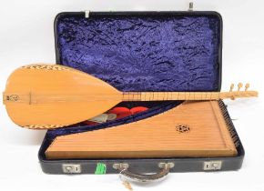 Modern cased psaltery made by Ray Nurse in Vancouver 1976 (at fault); also a modern Turkish Saz (2)