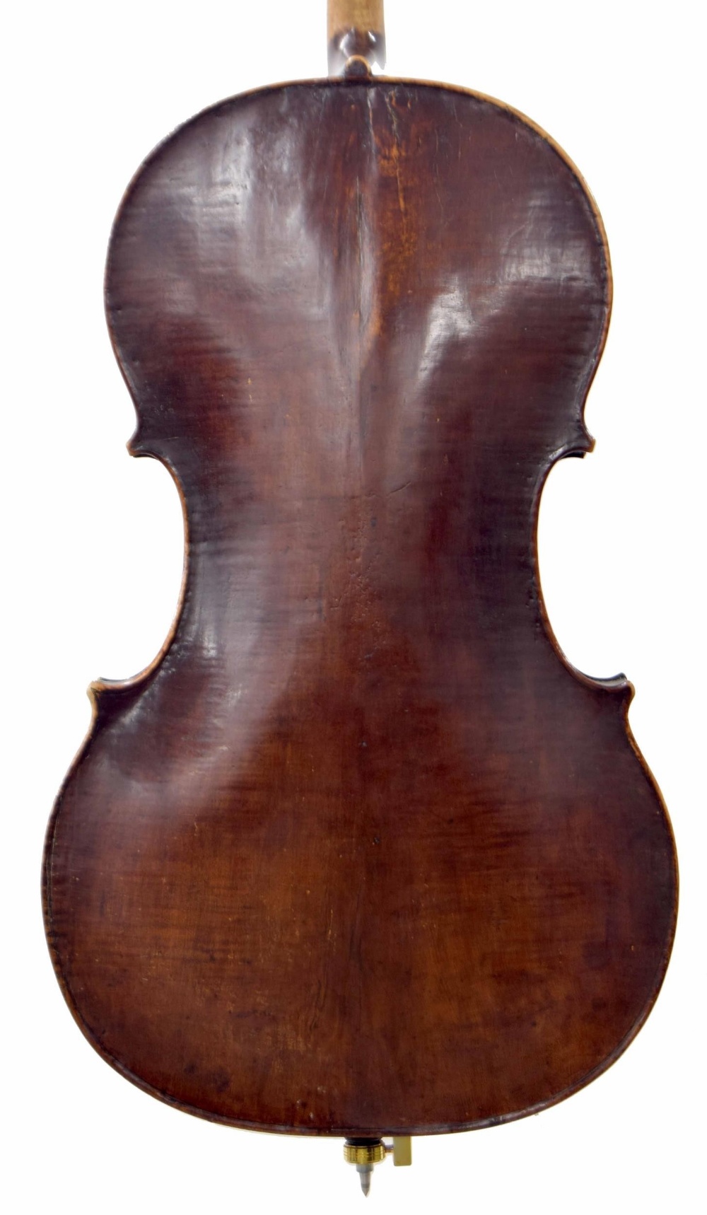 Very interesting 18th century violoncello, unlabelled, the two piece back of faint medium curl - Image 2 of 3