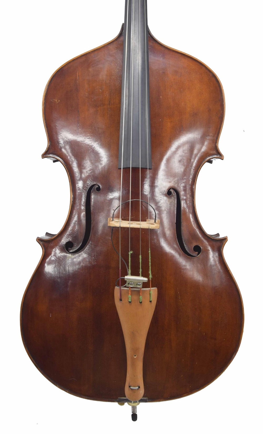 Good 20th century Hungarian double bass, unlabelled, back length 44", stop length 23 1/2" and