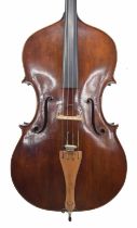 Good 20th century Hungarian double bass, unlabelled, back length 44", stop length 23 1/2" and