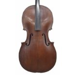 19th century violoncello with scratched purfling on the table and inked purfling on the back, in