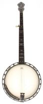 Gretsch Broadkaster Supreme five string open back banjo, with 11" skin, mother of pearl foliate