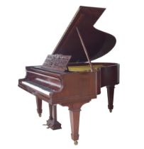 Mahogany Steinway & Sons boudoir grand piano, the frame embossed tubular metallic action frame