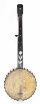 Fretless five string banjo circa 1880, possibly by Matthews, with 11" skin, thirty tension screws