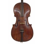 Neuner & Hornsteiner violoncello circa 1890, the two piece back of plainish wood with similar wood