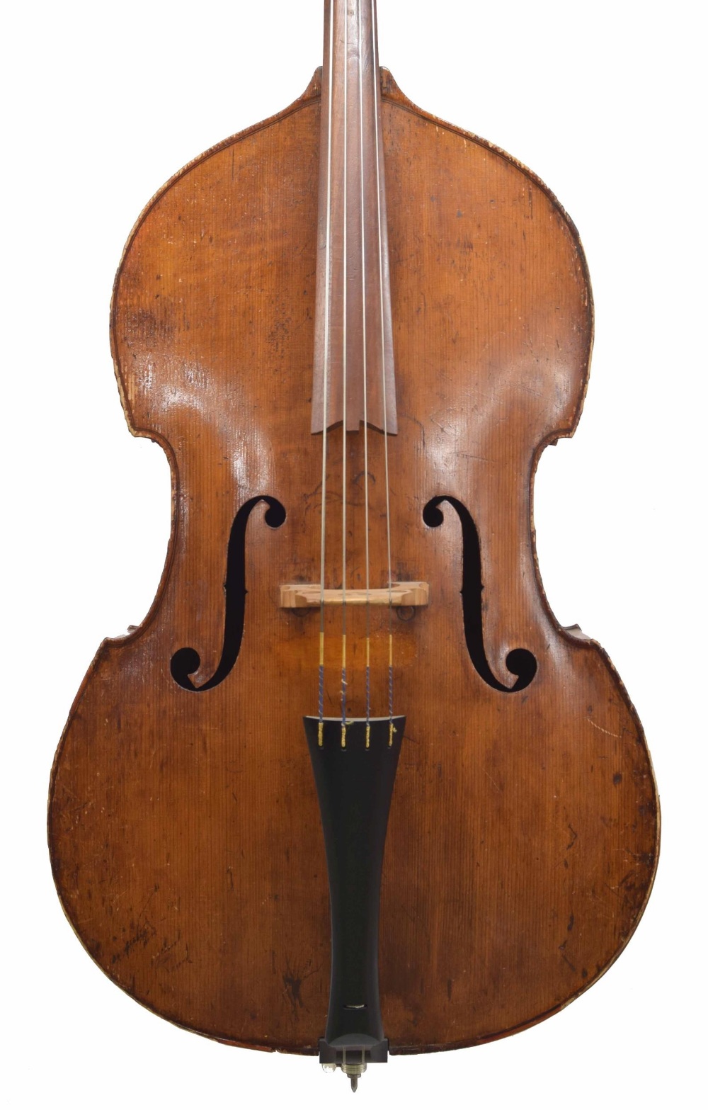 Good French double bass probably from the Buthod workshop, Mirecourt circa 1880, unlabelled,