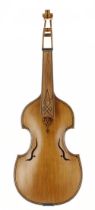 Contemporary viola d'Amore, unlabelled, the double banded spruce table with pierced heart shaped