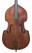 Interesting 19th century swell back double bass in need of some restoration, back length 44 1/2",
