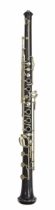 African blackwood Boehm system oboe with maillechort (nickel silver) keywork, signed (lyre)