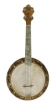 Banner Blue banjo ukulele circa 1928 made by William Lange of New York, with inlaid rosewood