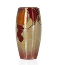 Crown Ducal Ware lustre glaze porcelain vase, decorated with gilt highlighted stylised fruits,