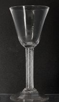 Large 18th century air twist stem wine glass, 8.5" high