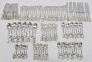 Collection of Kings pattern silver flatware, comprising;  11 X serving spoons, 7 by WE possibly