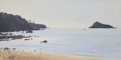 Richard Thorn (20th/21st century) - "Morning at Thatcher's Rock", signed, watercolour, 15" x