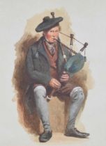 Attributed to Erskine Nicol (19th/20th century) - Seated Scottish gentleman playing bagpipes,