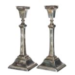 Pair of George VI silver candlesticks, maker probably A Taite & Sons Ltd, London 1947, 11" high,