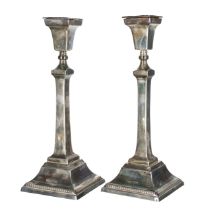 Pair of George VI silver candlesticks, maker probably A Taite & Sons Ltd, London 1947, 11" high,