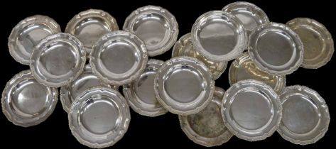 Group of George III silver plates/dishes, maker Robert Garrard I, London 1815; comprising; four