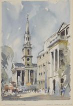 Edward Wesson RI., RSMA., RBA., RI., (1910-1983) - "St. Martin's in the Field", London street