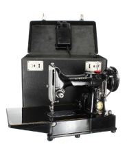 Singer 222K electric sewing machine, with foot pedal and carry case