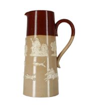 Doulton Lambeth stoneware hunting jug, of tapering form with hunt scenes around, with impressed