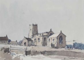 Edward Wesson RI., RSMA., RBA., RI., (1910-1983) - 'Morston Church, Norfolk', signed, also inscribed