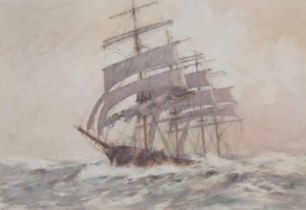 Arthur John Trevor Briscoe RE., RI., (1873-1943) - "Storm Canvas", a clipper in a rough sea,