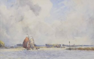 Arthur John Trevor Briscoe RE., RI., (1873-1943) - Barges and other boats on a river, signed and