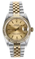 Rolex Oyster Perpetual Datejust gold and stainless steel mid-size wristwatch, reference no. 78273,
