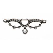 Attractive 19th century diamond brooch, with a centre crescent motif over a heart shaped diamond