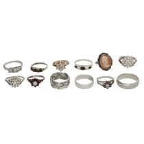 Collection of twelve assorted silver rings (12)