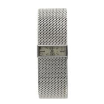 Vintage Omega 18ct white gold lady's wristwatch, reference no. 711.109, with a narrow rectangular